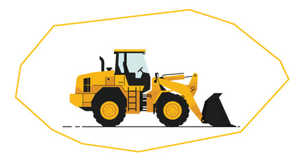 A yellow bulldozer isolated on white background, a powerful earthmoving machine used in construction and mining, showcasing its robust design and functionality