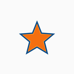 Fototapeta premium Bright Orange Five Pointed Star Shape with Blue Outline on White Background