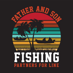 Father and Son Fishing T-Shirt Design