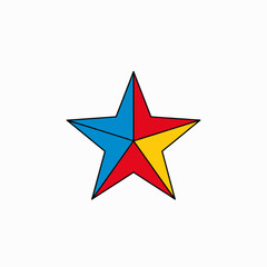 Obraz premium Colorful Geometric Star Symbol with Primary Colors Divided into Sections
