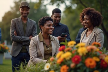 African-American Community Grieving Together at Cemetery