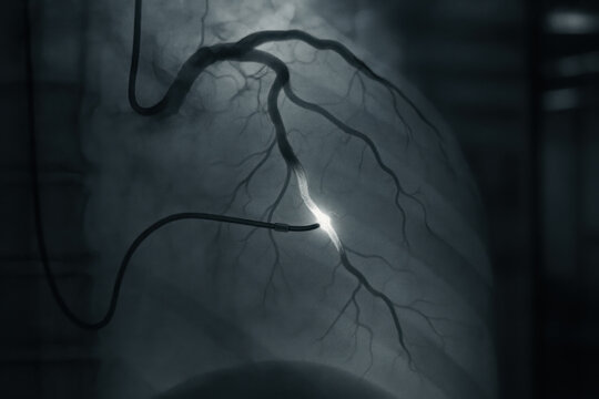 Coronary Angiogram with Stent Insertion, Medical Imaging, Photo