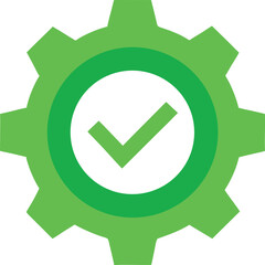 Green gear with a white checkmark inside
