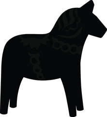 Iconic black dala horse silhouette scandinavian folk art vector