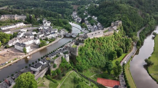 Exploring bouillon castle in the beautiful ardennes of belgium during summer