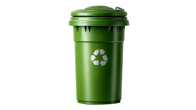 Green Recycling Bin isolated on transparent background