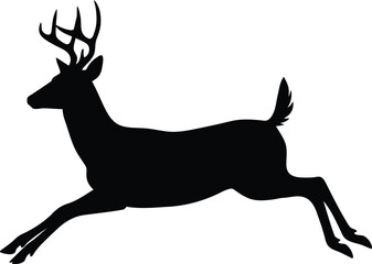 Silhouette of a running stag deer with antlers against a simple background vector