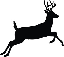 Majestic stag silhouette leaping gracefully against clean white space vector