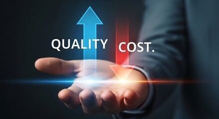 Increasing Quality, Reducing Cost Concept on Open Hand