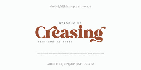 Creasing elegant font alphabet uppercase lowercase and number. Classic lettering minimal fashion designs. Typography modern serif fonts regular decorative vintage concept. Vector illustration
