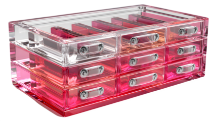 Acrylic desk organizer isolated on transparent background