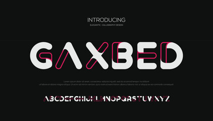 Gaxbed abstract digital technology logo font alphabet. 3d stylish alphabet capital letter logo design
