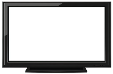 Black flat-screen television with white blank display