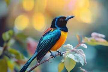 Colorful Bird Perched on a Branch with Blurred Background