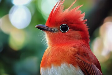 Red Bird with a Vibrant Orange Chest
