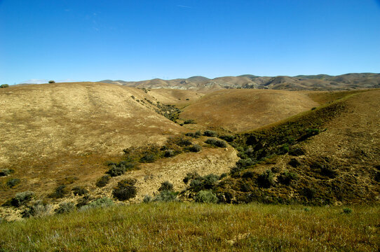 The world famous San Andreas fault runs diagonally upper right to lower left in the Carizzo Plain, Carrizo Plain National Monument, California 