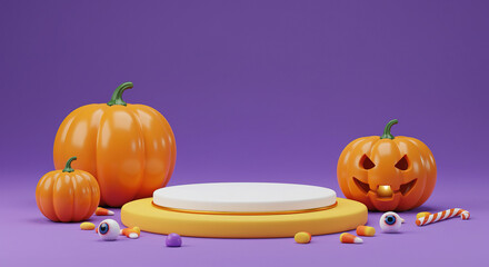 Halloween Pumpkins Product Display Stand podium 3d render 3d ren