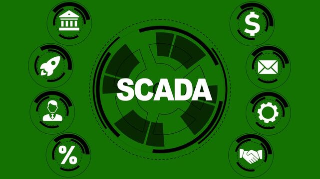 Futuristic Scada technology concept displaying information and data security