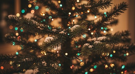 Christmas tree close up decorations lights