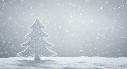 Silent snow scene with christmas tree