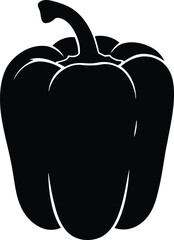 Bold black silhouette of a bell pepper isolated on white vector