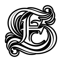 Glyph style elegant letter e symbol