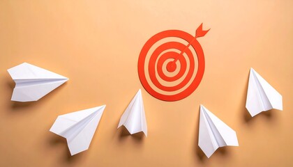 Paper airplanes targeting a bullseye