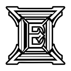 Abstract e alphabet logo in glyph style
