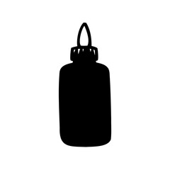 Silhouette of a glue bottle with pointed applicator on a white background