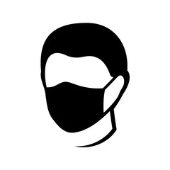 Black and white human face with medical mask for virus prevention