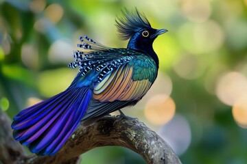 Vibrant Peacock Bird Perched on a Branch