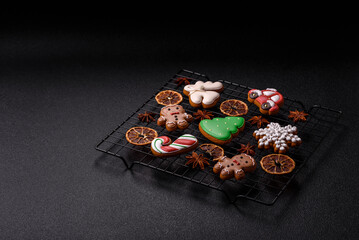 Christmas gingerbread cookies as winter holiday food background . Christmas gingerbread