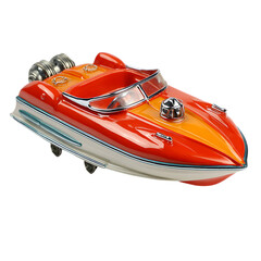 Naklejka premium Toy Speedboat racing waves adventure fun