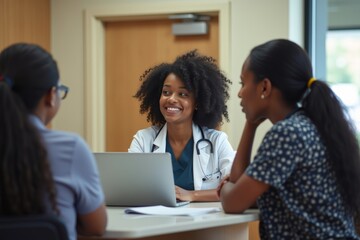 African-American Group of Patients Waiting to Meet Specialists at a Busy Hospital Reception