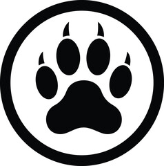 Dog paw print icon circle silhouette vector graphic vector