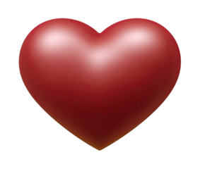 A glossy, deep red heart shape, seemingly three-dimensional, against a black background