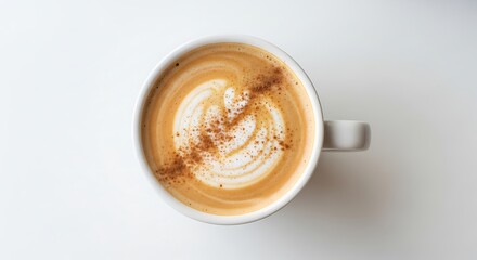 Artistic cappuccino with delicate cinnamon dusting on pristine background