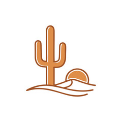 Desert Cactus & Sun Logo: Western Landscape & Nature Brand