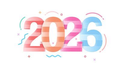 Happy New 2026 Year banner design with spark and joy. Vector illustration. 