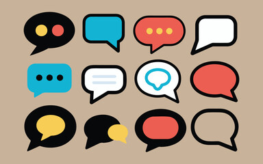 Collection of diverse speech bubbles icons representing communication and conversation