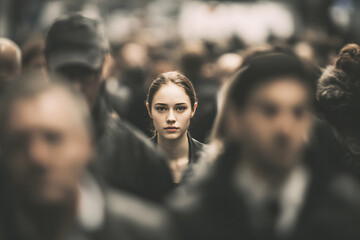 Obraz premium focus on girl in crowd