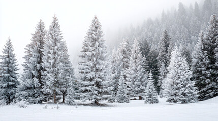 Naklejka premium Snowy fir trees in a winter forest