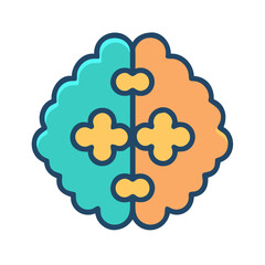 Divided colorful brain with abstract connections on black background