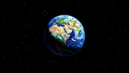 Obraz premium Planet earth as seen from space, showcasing continents and oceans against a backdrop of stars
