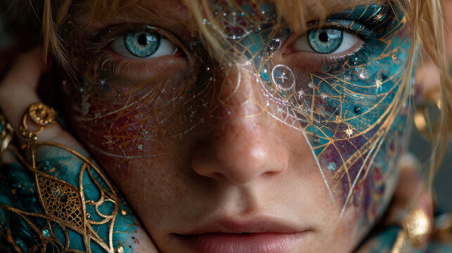  Human profiles executed in surreal painting style on the subject of dreams, passions, creativity and imagination.A state of euphoria and meditation. Abstract fractal patterns and shapes.