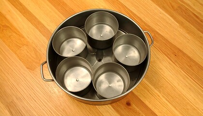 Metal cooking vessel with compartments