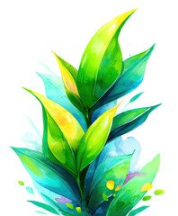 Vibrant, stylized leaves with bright, pastel colors