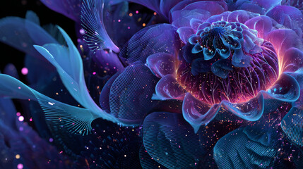 Abstract fractal patterns and shapes. Infinite universe.Mysterious psychedelic relaxation pattern. Dynamic flowing natural forms. Sacred geometry.Mystical spirals. 3D render.