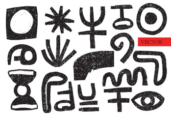 Textured doodle vector abstract black symbols shapes modern graphic design