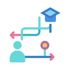 Path to graduation: Educational process diagram with simple flat style